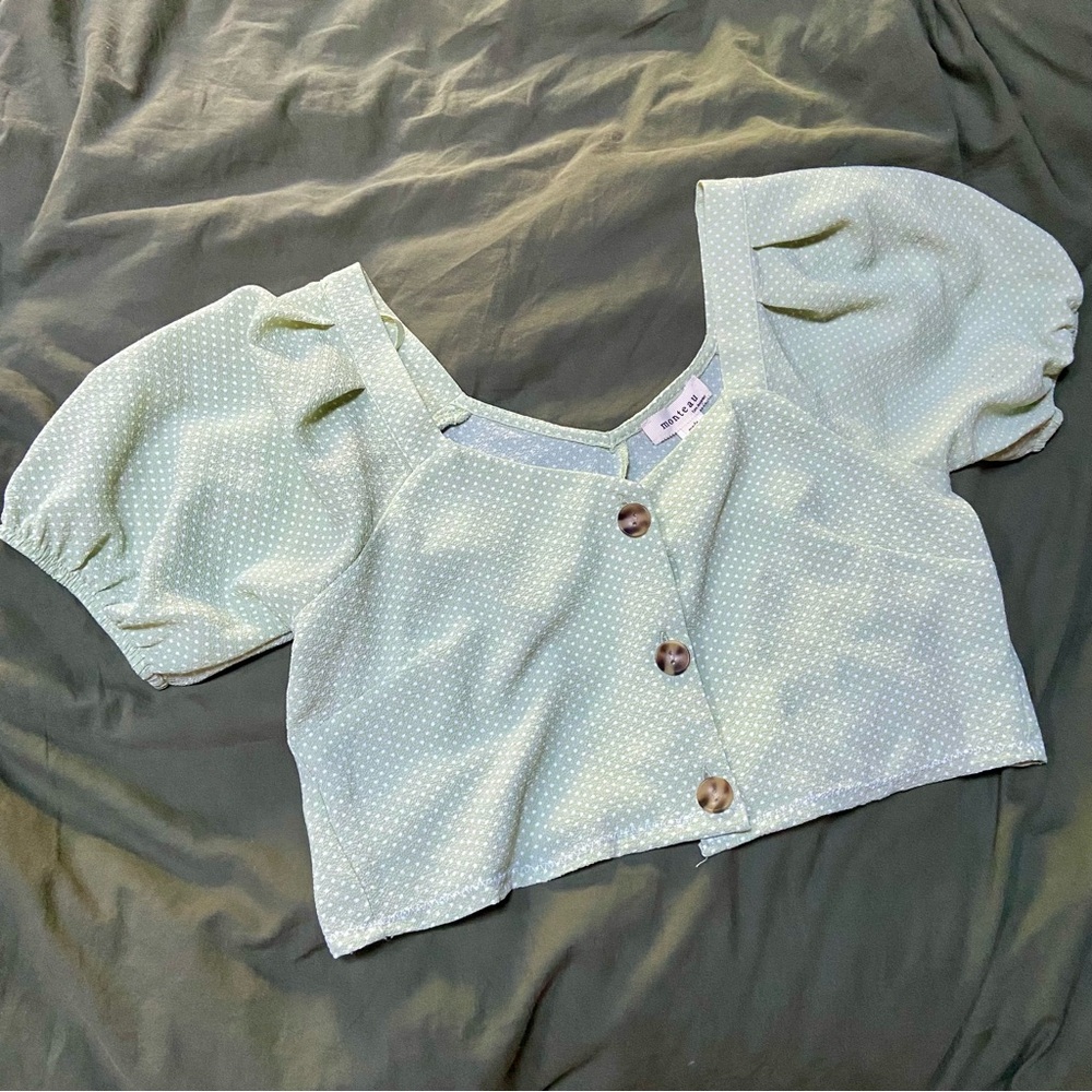 Monteau Puff Sleeve Crop Top